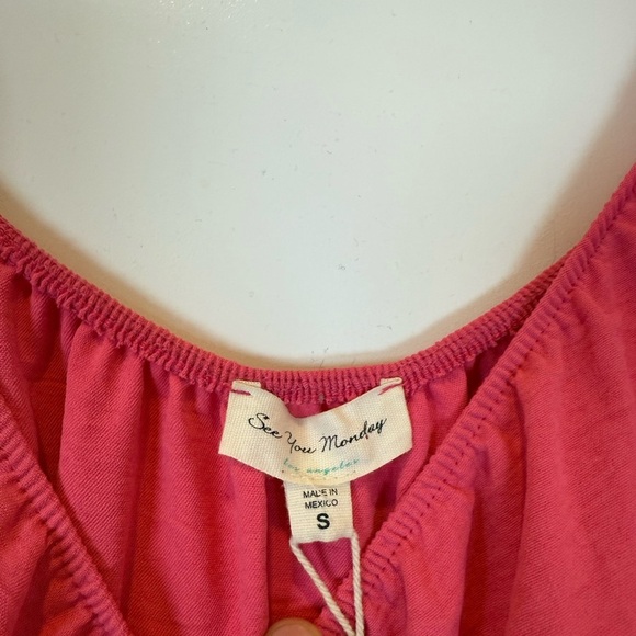 NWT See You Monday Pink Maxi Puff Sleeve Cottage Dress Farmhouse - Picture 3 of 8